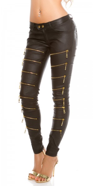 Koucla Sexy KouCla Lederlook Hose Mit Deko Zips