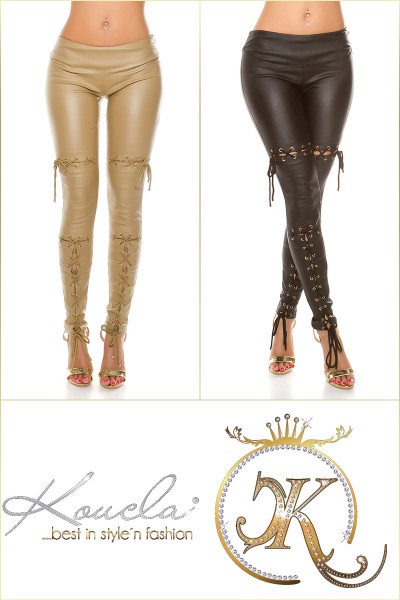 Koucla Sexy KouCla Lederlook Hose Mit Schnürung