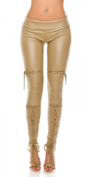 Koucla Sexy KouCla Lederlook Hose Mit Schnürung
