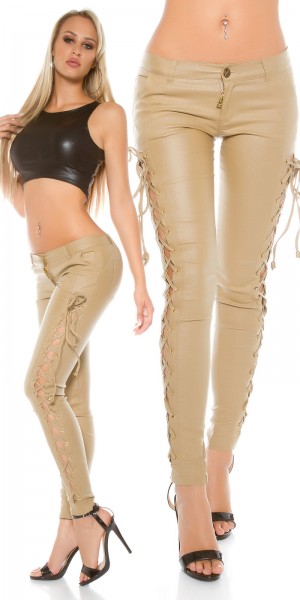 Koucla Sexy KouCla Lederlook Hose mit Schnürung