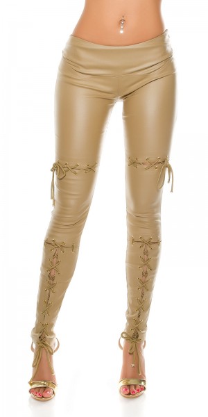 Koucla Sexy KouCla Lederlook Hose Mit Schnürung