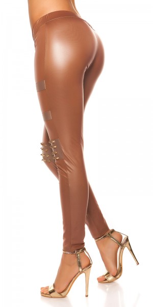 Koucla Sexy KouCla Lederlook-Leggings Mit Nieten