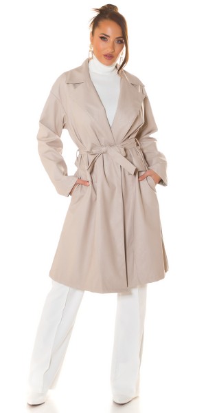 Koucla Sexy Koucla Lederlook Mantel Mit Gürtel