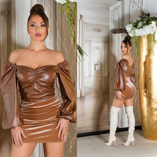 Koucla Sexy Koucla Lederlook Off Shoulder Top