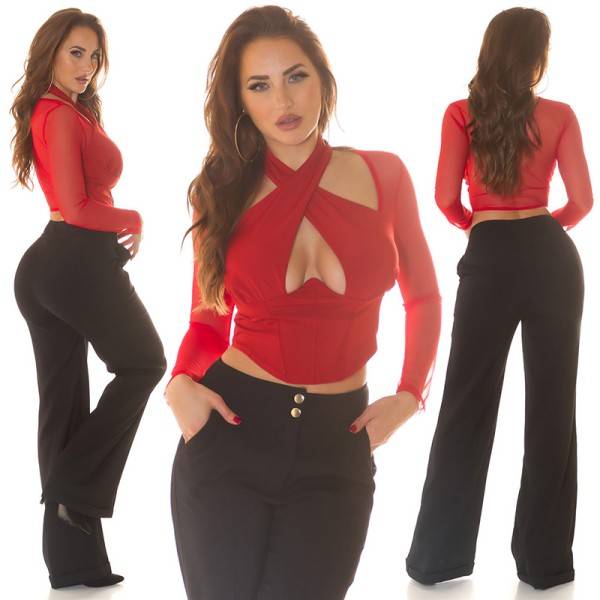 Koucla Sexy Koucla Neckholder Crop Top Mit Mesh