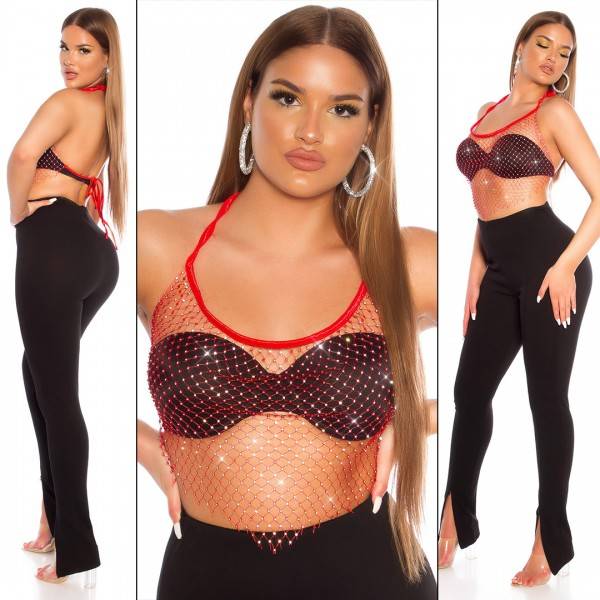 Koucla Sexy Koucla Netz Top Mit Glitzersteinchen