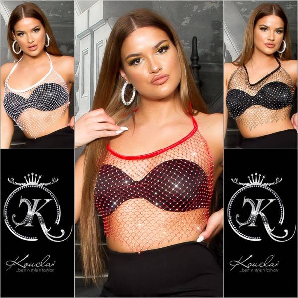 Koucla Sexy Koucla Netz Top Mit Glitzersteinchen