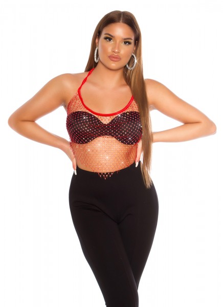 Koucla Sexy Koucla Netz Top Mit Glitzersteinchen
