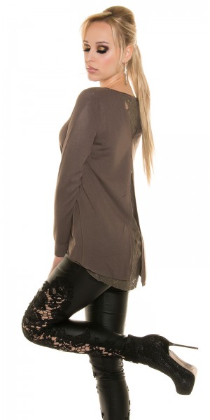 Koucla Sexy Koucla Pullover Mit Spitze Und Knöpfen