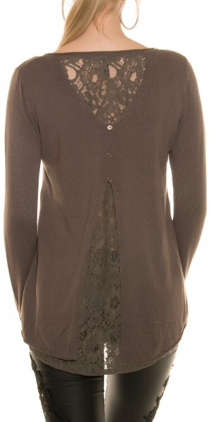 Koucla Sexy Koucla Pullover mit Spitze und Knöpfen