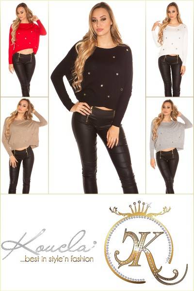 Koucla Sexy KouCla Pullover Mit Trendy Ösen