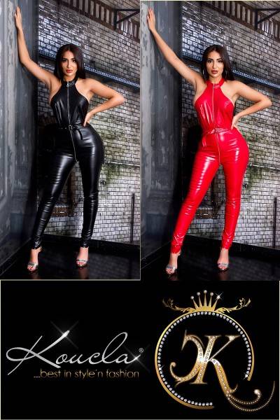 Koucla Sexy KouCla Rückenfreier KunstLeder Overall