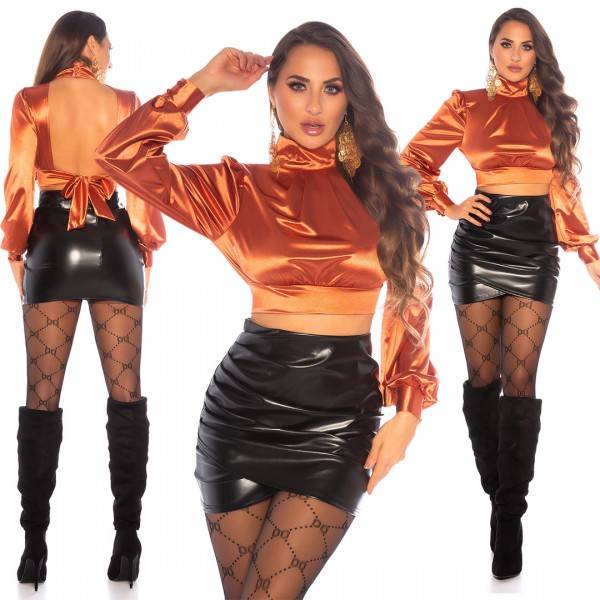 Koucla Sexy Koucla Satin-Look Crop Top Rückenfrei
