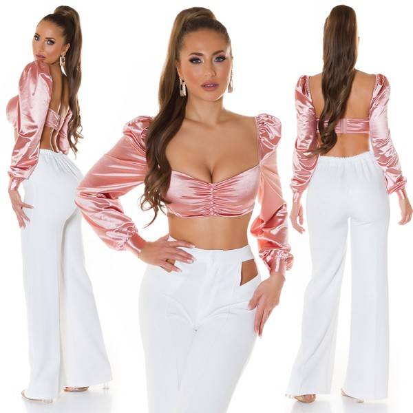 Koucla Sexy Koucla Satin Look Langarm Crop Top