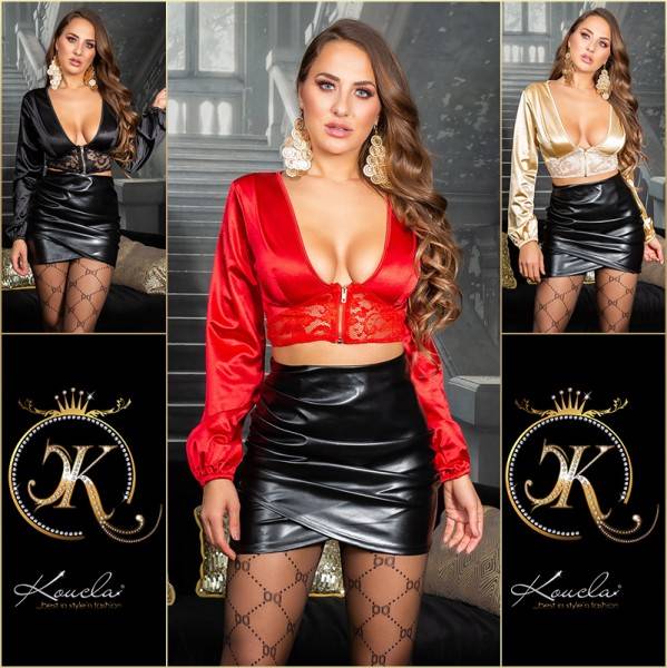 Koucla Sexy Koucla SatinLook Crop Top Mit Spitze