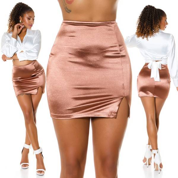 Koucla Sexy Koucla SatinLook MiniRock Mit Schlitz