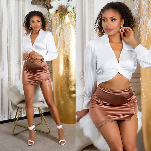 Koucla Sexy Koucla SatinLook MiniRock Mit Schlitz