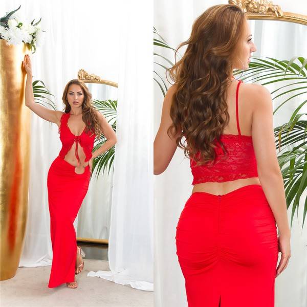 Koucla Sexy Koucla Spitzen Crop Top Zum Binden