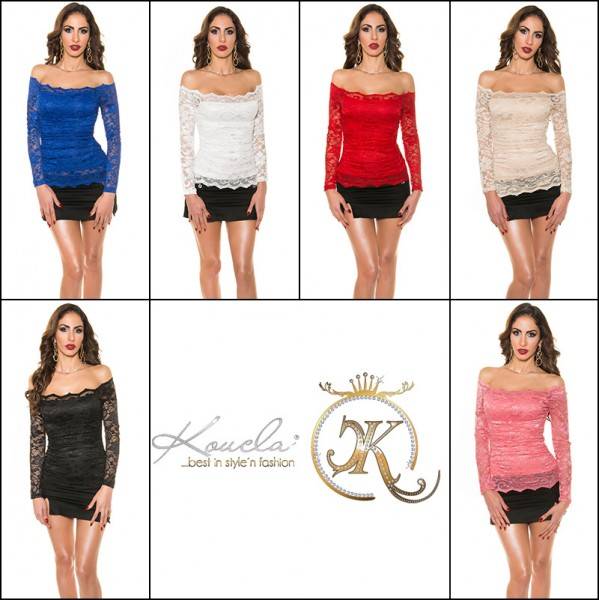 Koucla Sexy KouCla Spitzenshirt Schulterfrei