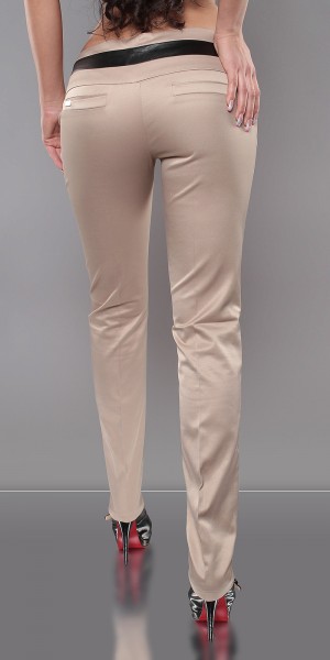 Koucla Sexy KouCla Stoffhose Mit Lederlook