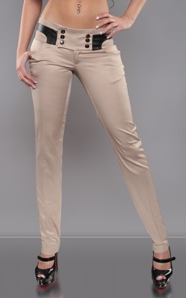 Koucla Sexy KouCla Stoffhose Mit Lederlook