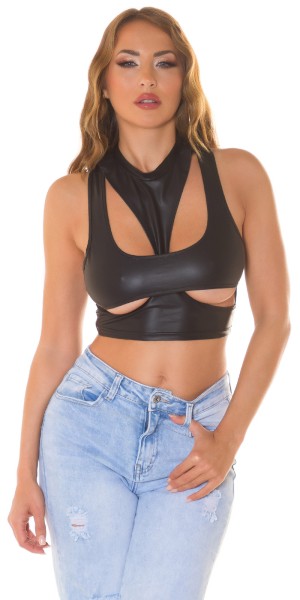 Koucla Sexy Koucla Wetlook Crop Top Mit Cut Outs