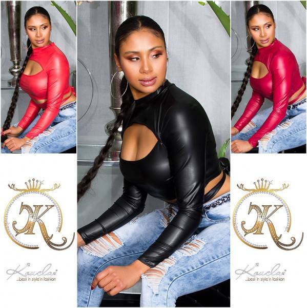 Koucla Sexy Koucla Wetlook Crop Top Mit Einblick