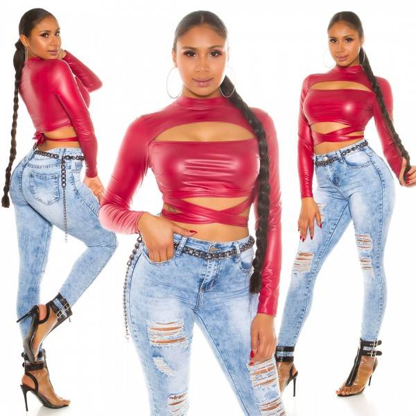 Koucla Sexy Koucla Wetlook Crop Top Mit Einblick