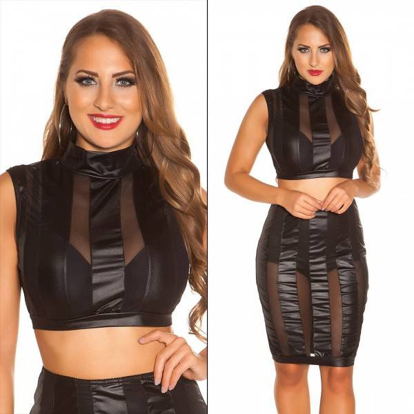 Koucla Sexy KouCla Wetlook Crop Top Mit Mesh