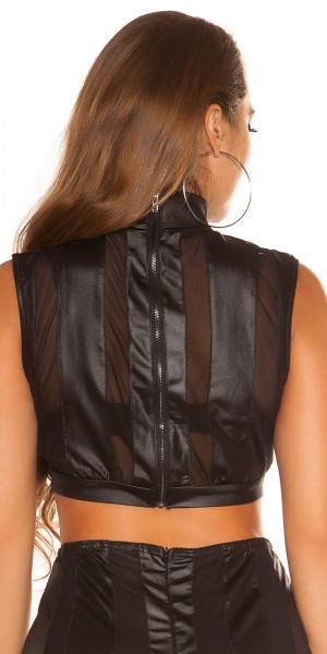 Koucla Sexy KouCla Wetlook Crop Top Mit Mesh