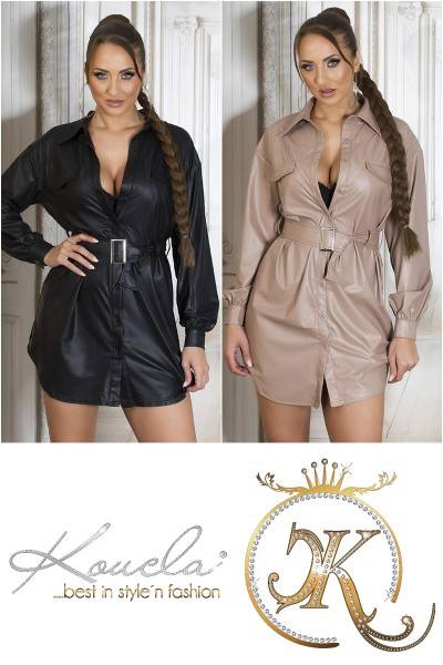 Koucla Sexy Koucla Wetlook Hemd Kleid Mit Gürtel