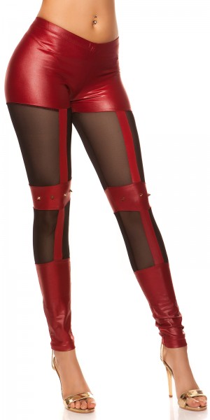 Koucla Sexy KouCla Wetlook-Leggings Mit Nieten