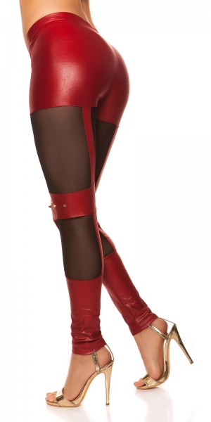 Koucla Sexy KouCla Wetlook-Leggings Mit Nieten