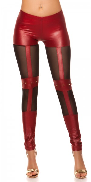 Koucla Sexy KouCla Wetlook-Leggings Mit Nieten
