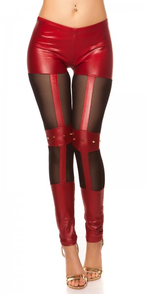 Koucla Sexy KouCla Wetlook-Leggings mit Nieten