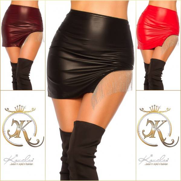 Koucla Sexy Koulca Wetlook Rock Mit Metall Fransen