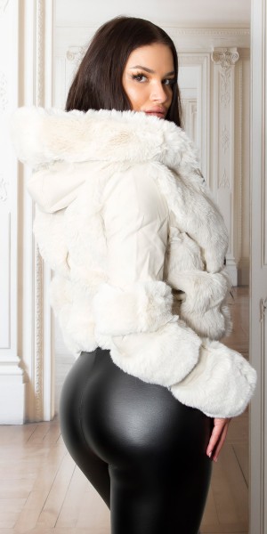 Koucla Sexy Kunstfell Jacke mit Kapuze