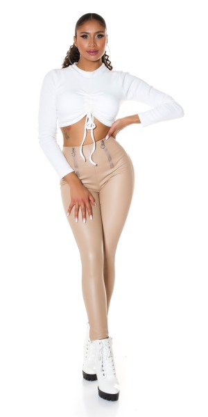 Koucla Sexy Kunstleder Highwaist Leggings Mit Zips