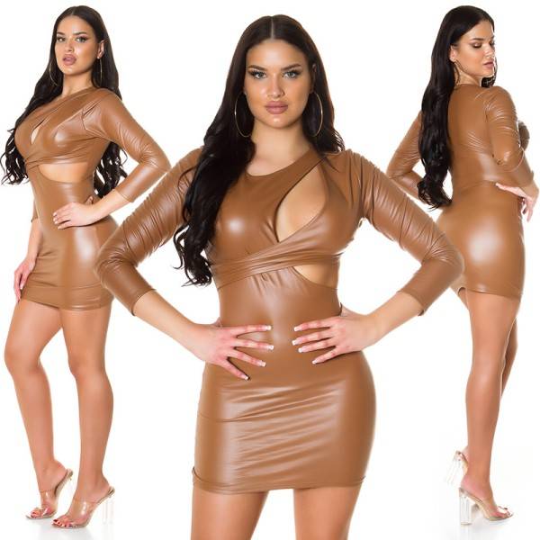 Koucla Sexy Kunstleder Kleid Mit Cut Outs