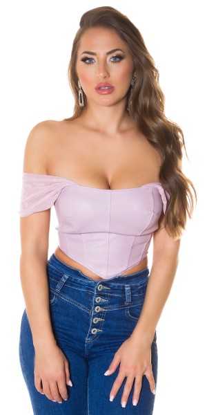 Koucla Sexy Kunstleder Korsagen-Top