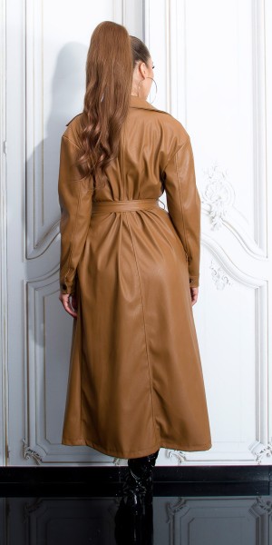 Koucla Sexy Kunstleder Mantel Mit Gürtel