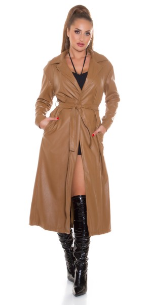 Koucla Sexy Kunstleder Mantel Mit Gürtel