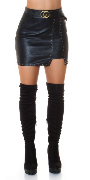 Koucla Sexy Kunstleder Minirock Mit Gürtel