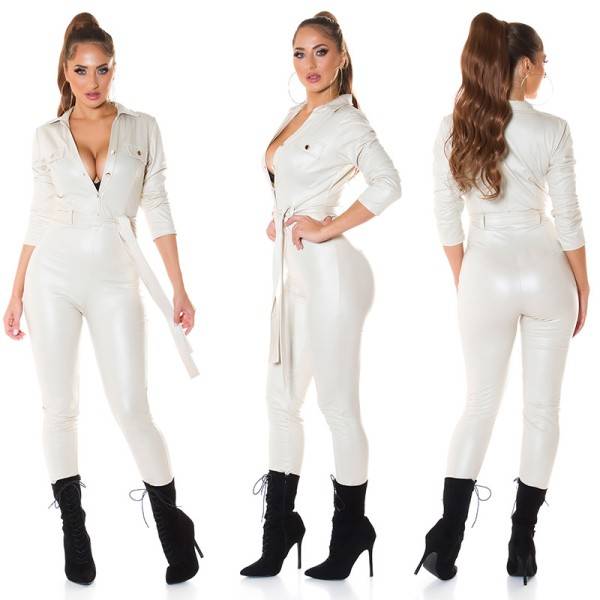 Koucla Sexy Kunstleder Overall Mit Gürtel