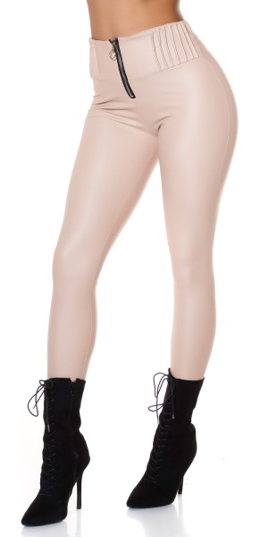 Koucla Sexy Kunstleder Thermo Leggings Mit Zip