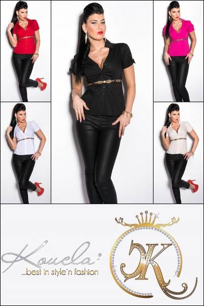 Koucla Sexy Kurzarm Bluse Mit Leogürtel