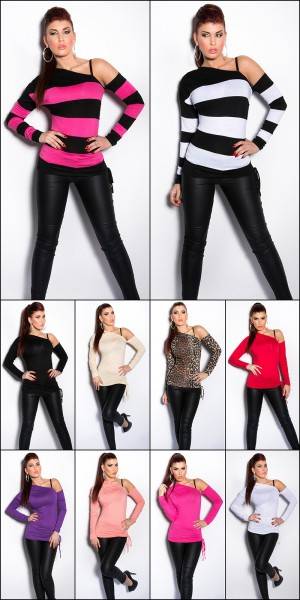 Koucla Sexy Langarm-Shirt, An Schulter Offen