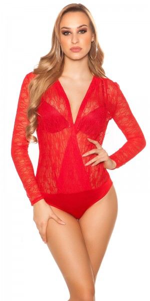 Koucla Sexy Langarm Spitzenbody Mit WOW! Rücken