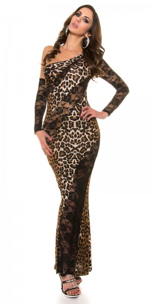 Koucla Sexy langes Einarm-Kleid + Spitzen-Stulpe