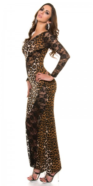 Koucla Sexy Langes Einarm-Kleid + Spitzen-Stulpe